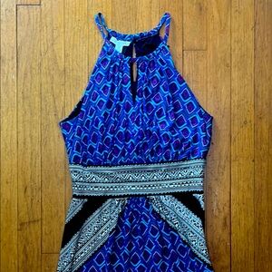 London Times Vibrant Blue and Black Maxi Dress